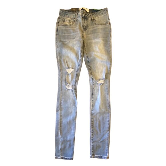 RSQ Jeans Ibiza Skinny Distressed Light Wash Denim Pants Size 0 - Picture 1 of 5